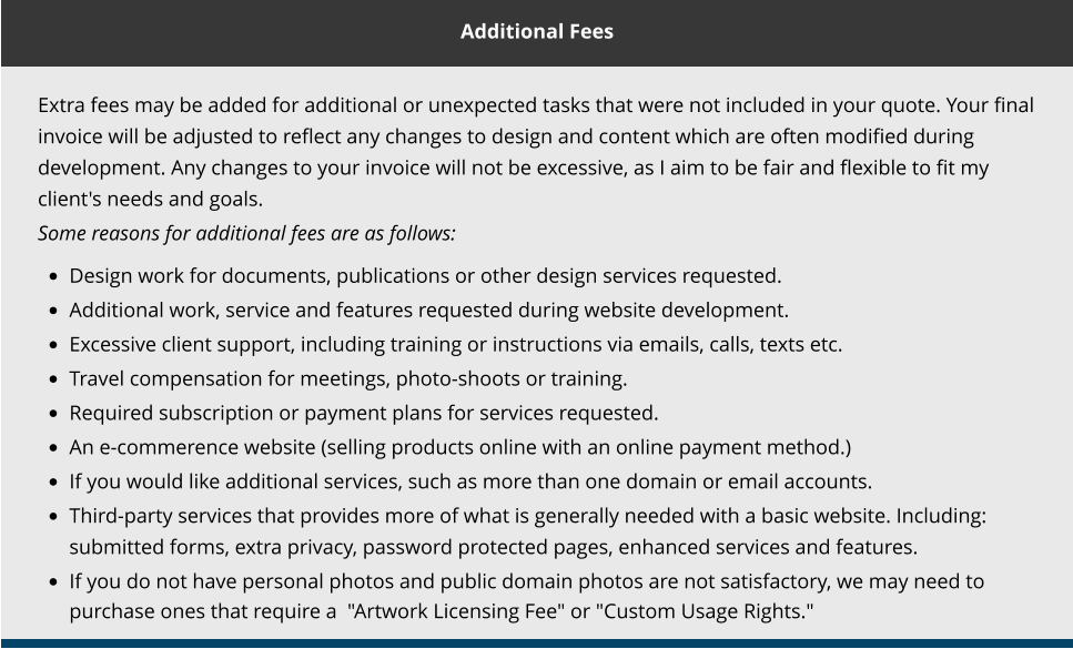 additionak fees